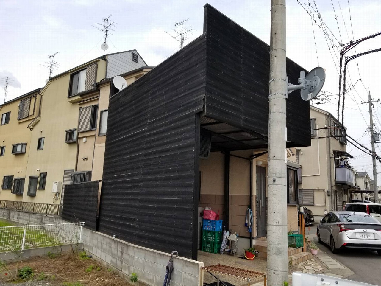 京都市伏見区　木製バルコニーからアルミバルコニーへ新調工事