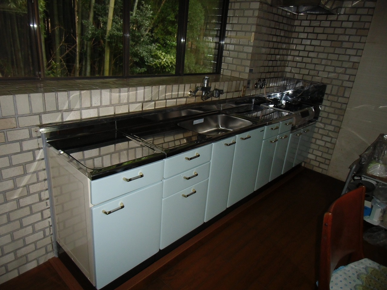 京都府向日市・戸建てブロックキッチン取替工事